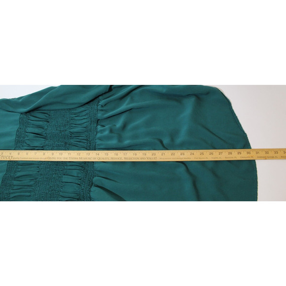 Torrid Button-up Babydoll Smocked Tunic Top Women's 2 Green Button-up V-neck - Picture 12 of 12